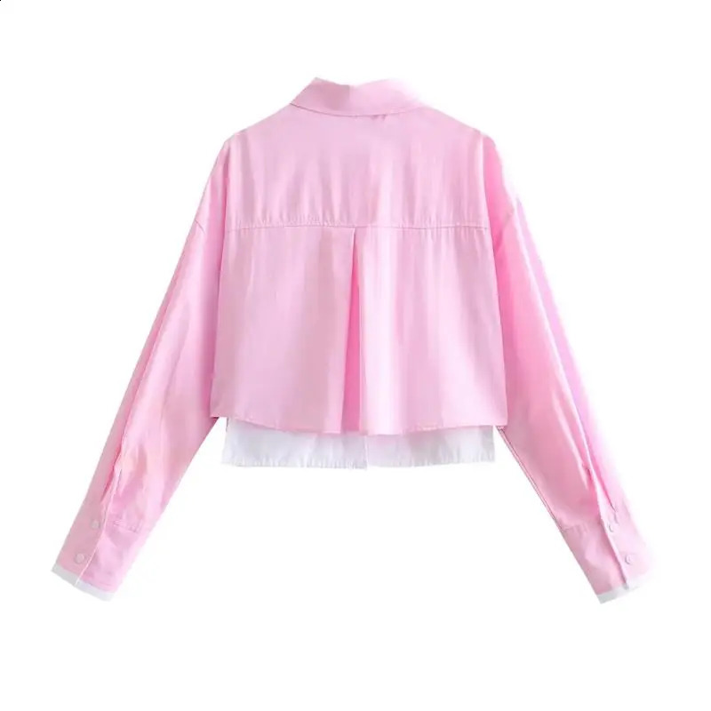 Blouses Womens Shirts Chic Patchwork Elegant Short Long-Sleeved Shirts Spring Street Joker Student Tops 240823