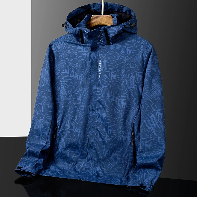Spring Windproof Mens Leisure Climbing Waterproof Detachable Hat Jacket Unisex Fashion Gorpcore Camouflage Camping Fishing 240820