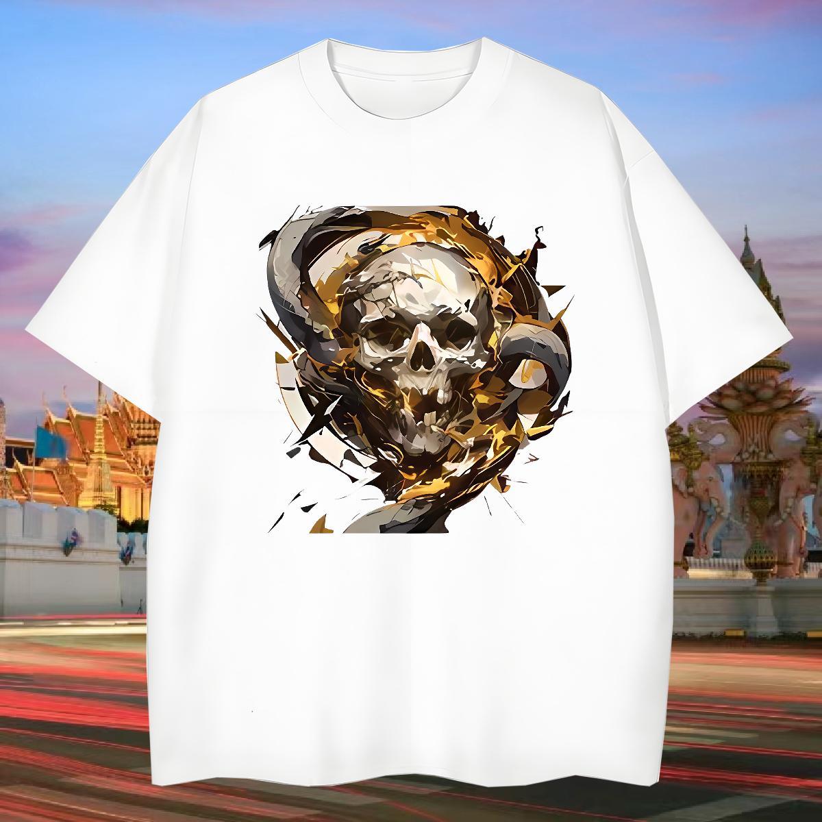 Comfortable T-Shirts for Men 100% Cotton 230g skull Casual Daily Wear Oversized 4XL Round Neck Short Sleeve Men Tees 2024 DIY Tshirts