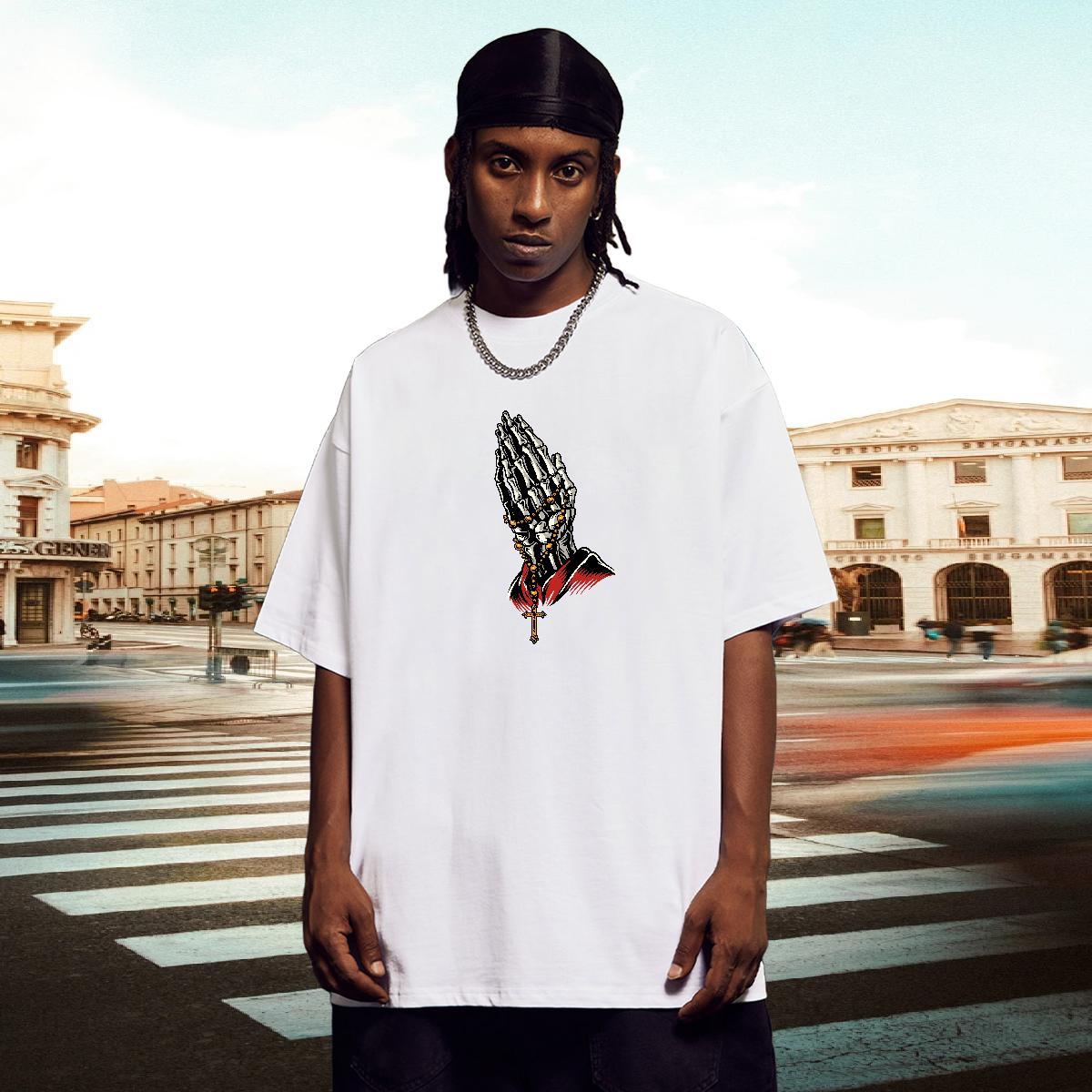 Comfortable T shirt 230g Pure Cotton skull Spring Summer Customized Crew Neck Men Tshirts 2024 DIY Tops