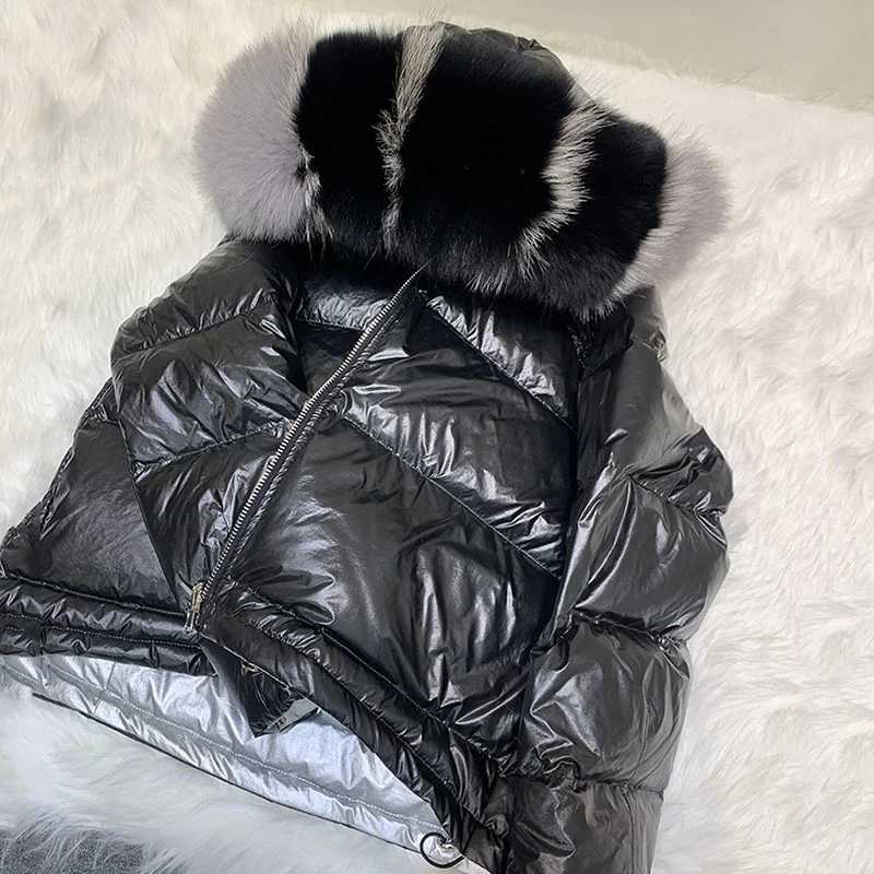 Women's Down Parkas Real 2023 natural fur winter womens Parkas Coats hooded white duck down jacket double-sided waterproof jacket Y240824E1GH