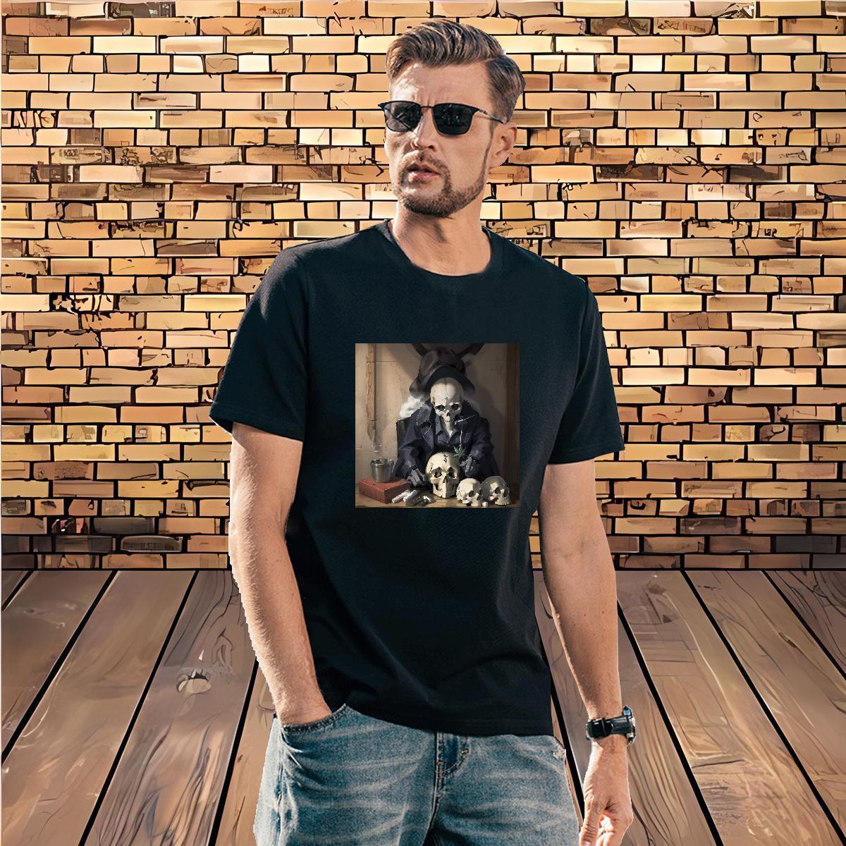 Popular T-Shirts 100% Cotton 230g skull Sport Plus Size Cartoon Short Sleeve Soft Men Tshirts New Arrival Clothings