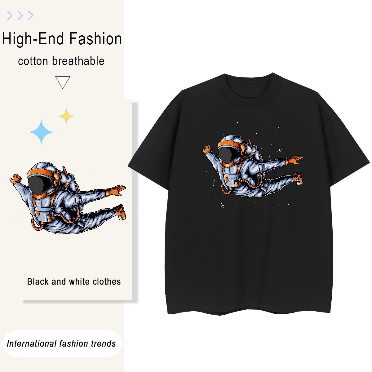 Unisex Lady T shirt 230g Pure Cotton cosmonaut Daily Outfit T-Shirts Short sleeve Soft Customized Clothings