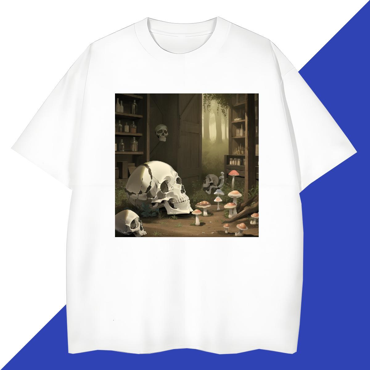 Loose Mens T Shirts 230g 100% Cotton skull Hip Hop Street DIY Printed O Neck Short Sleeves Men Tees Factory Direct Polos