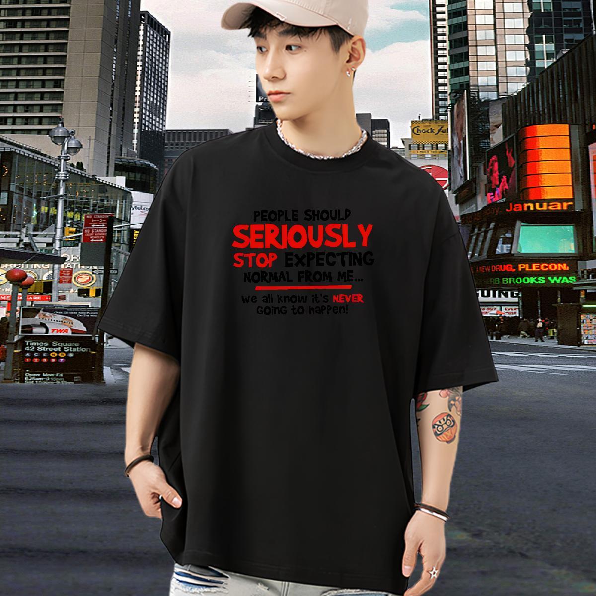 Brand Mens T Shirts 230g Cotton letter High Street Hip Hop Floral Print O-Neck Short Sleeve Tshirts 2024 Summer Clothes