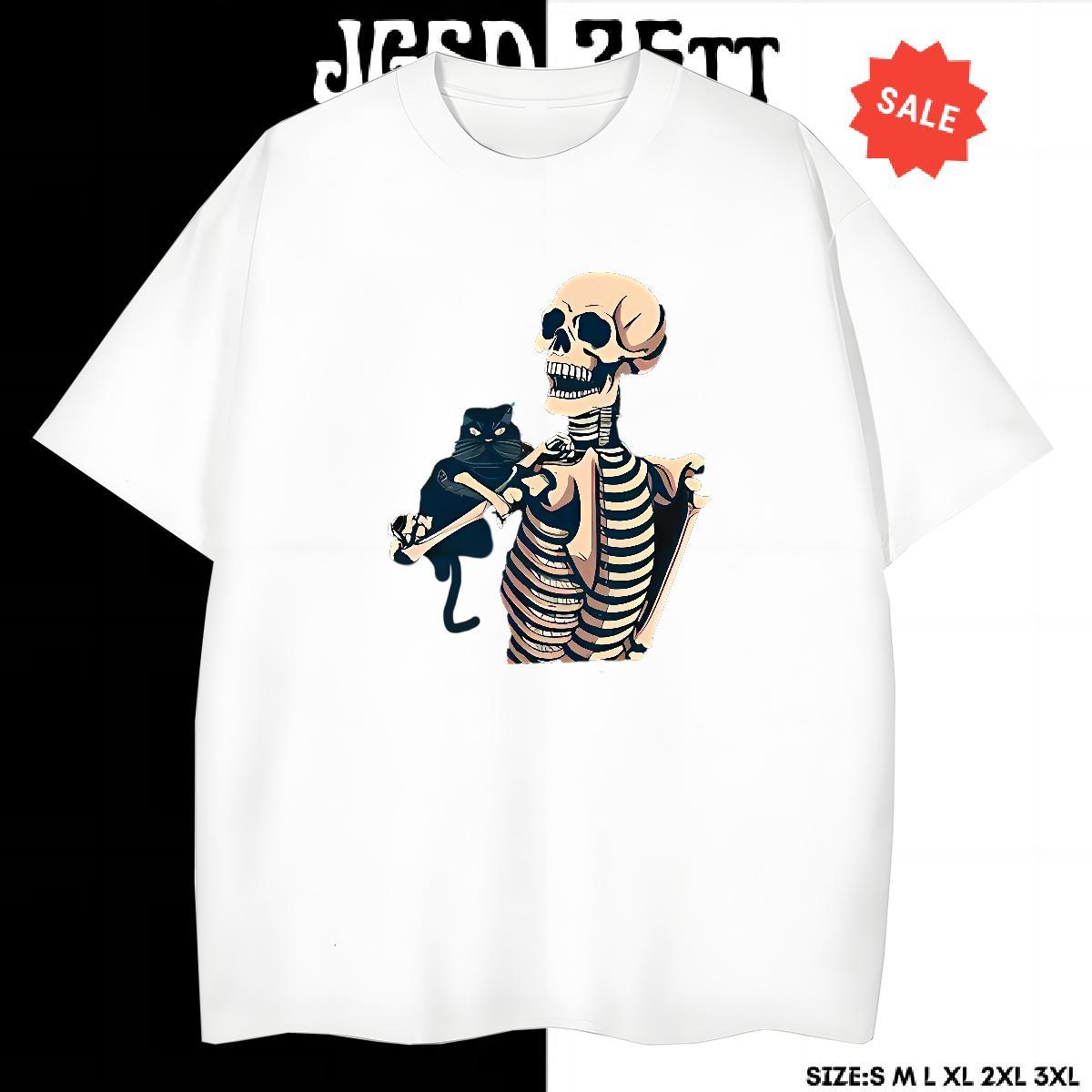 Soft Mens T Shirts 230g 100% Cotton skull Home Outdoor Customized Print Breathable Soft Men Tops Tees 2024 DIY Top Tees