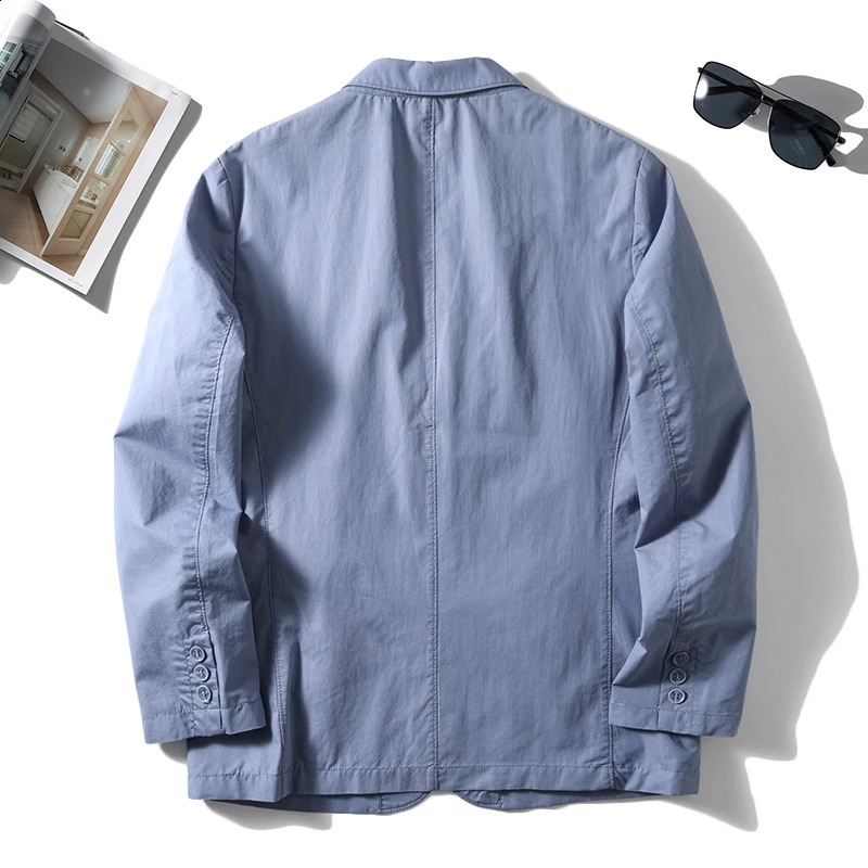 Mens Jacket Set Single Chest Pocket Casual SpringSummer Fashion Thin Solid Long Sleeve Sunscreen Top 240824