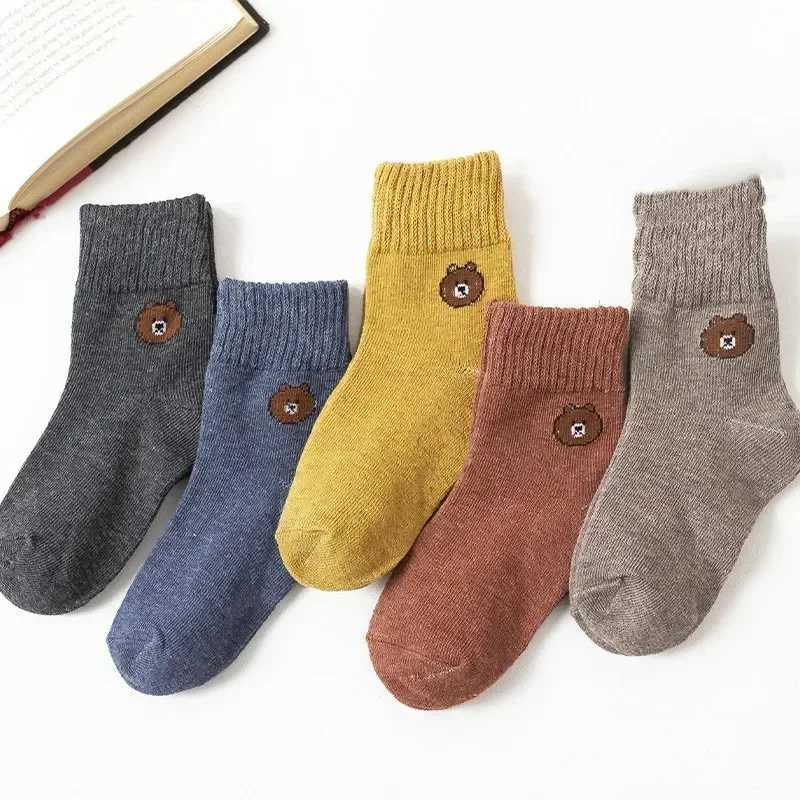 5 Pairs Warm Plush Kids Socks Autumn And Winter Plush Thicken Toddler Boys Girls Cotton Socks 1 to 12 Years Children Socks CL240824