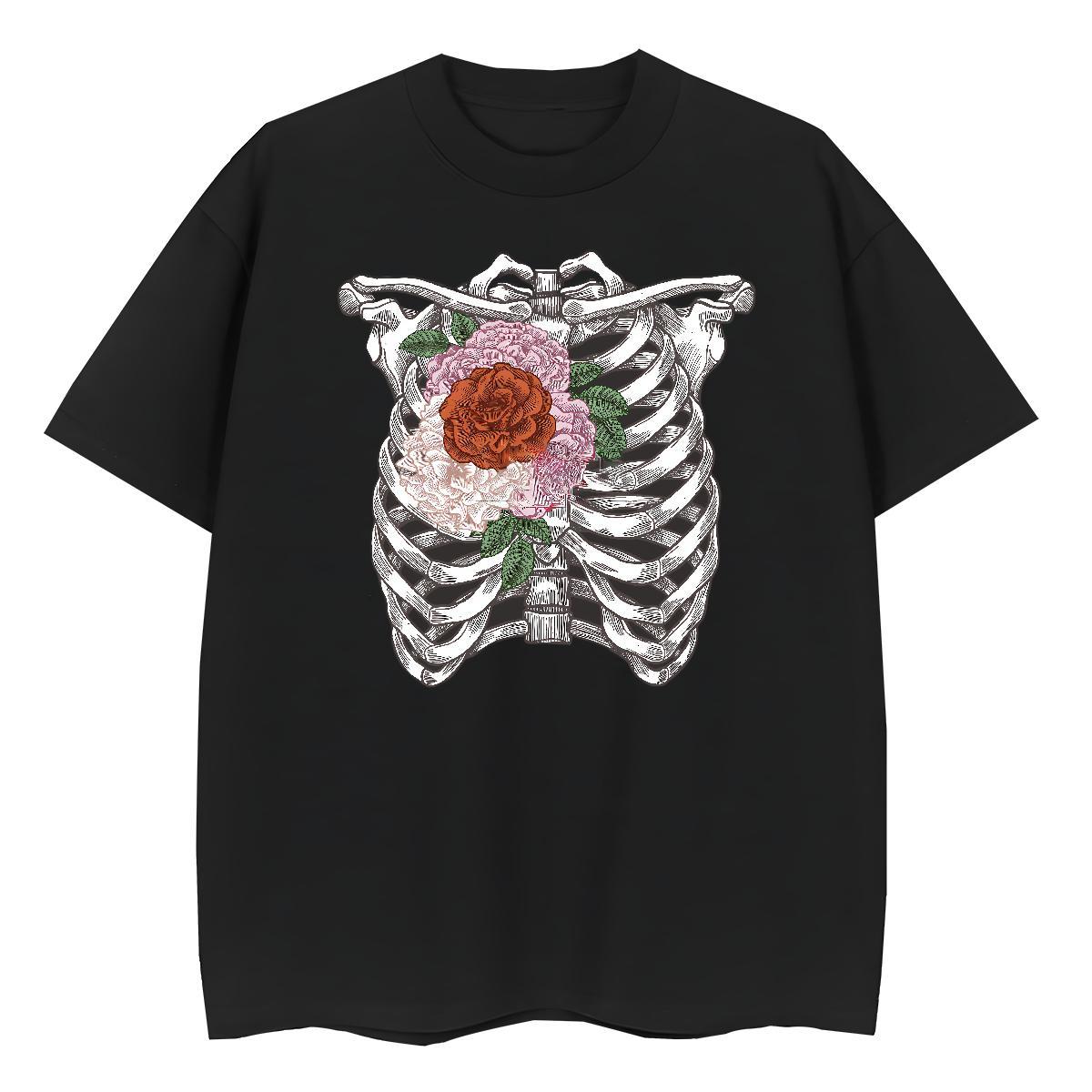 High Quality T Shirt For Man 230g 100% Cotton flower Hip Hop Street Custom Printing Short Sleeve O-Neck Mens Tshirts Fashion Tops