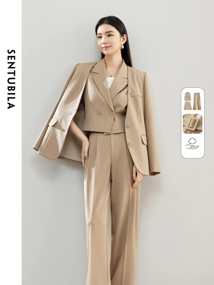 SENTUBILA 3Piece Waist Pants and Jacket Set for Womens Office Business Formal Clothing SpringSummer Color Matching 141Z53194 240823