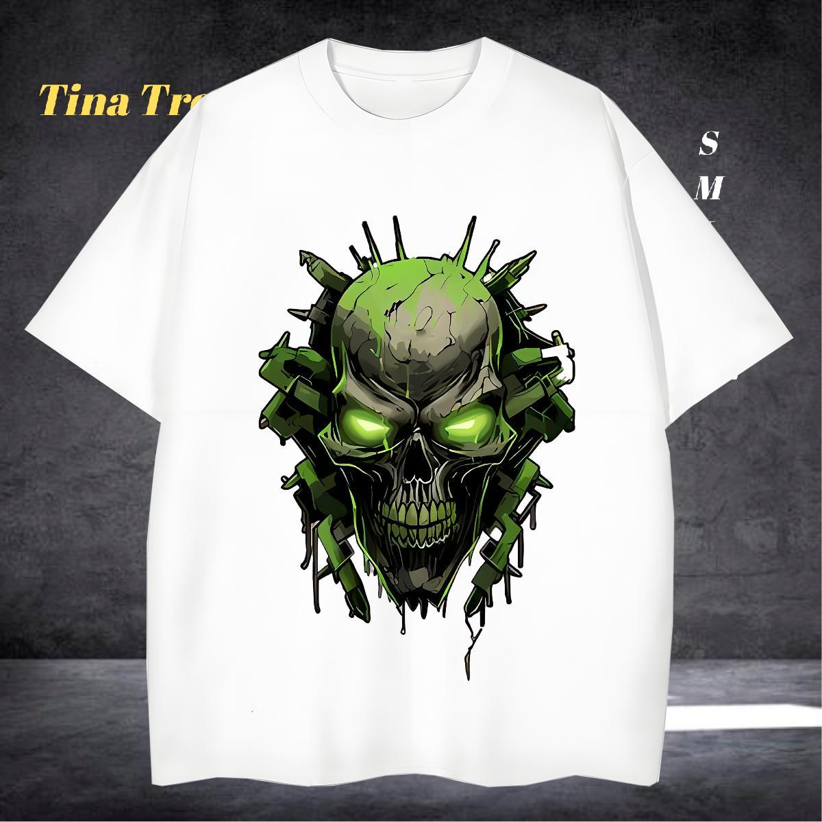 Cool T Shirt For Man 230g 100% Cotton skull Beach Floral Print Breathable Men Clothes T-Shirt Factory Direct Tee Shirt