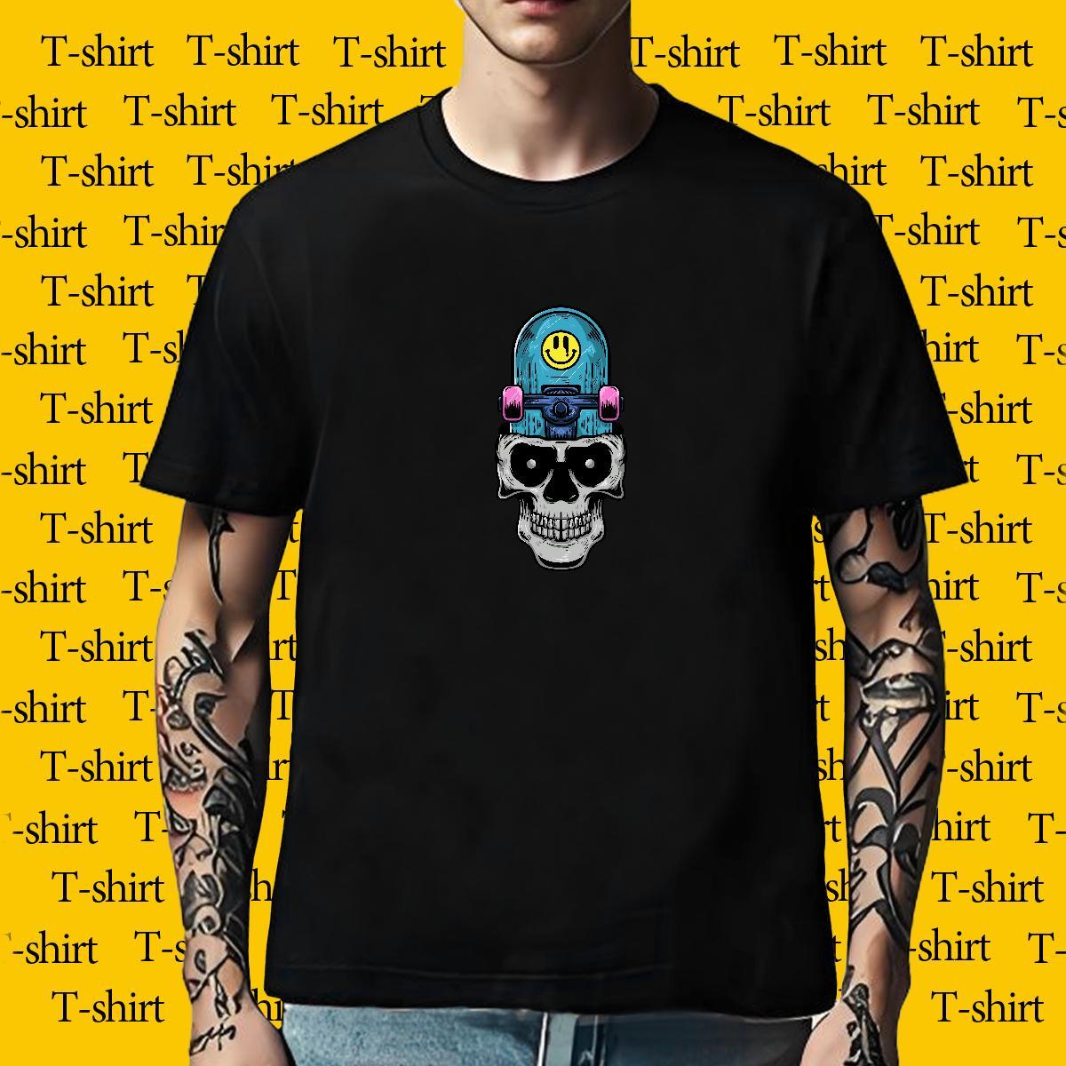 Loose Fit T-Shirts for Men 100% Cotton 230g skull Hip Hop Custom Big Size Breathable Crew Neck Men Tshirts Classic Casual Clothes