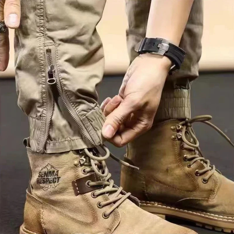 Mens Trouser khaki outdoor mens cargo pants hiking workwear autumn relaxed casual Y2k oversized retro Harajuku 240823
