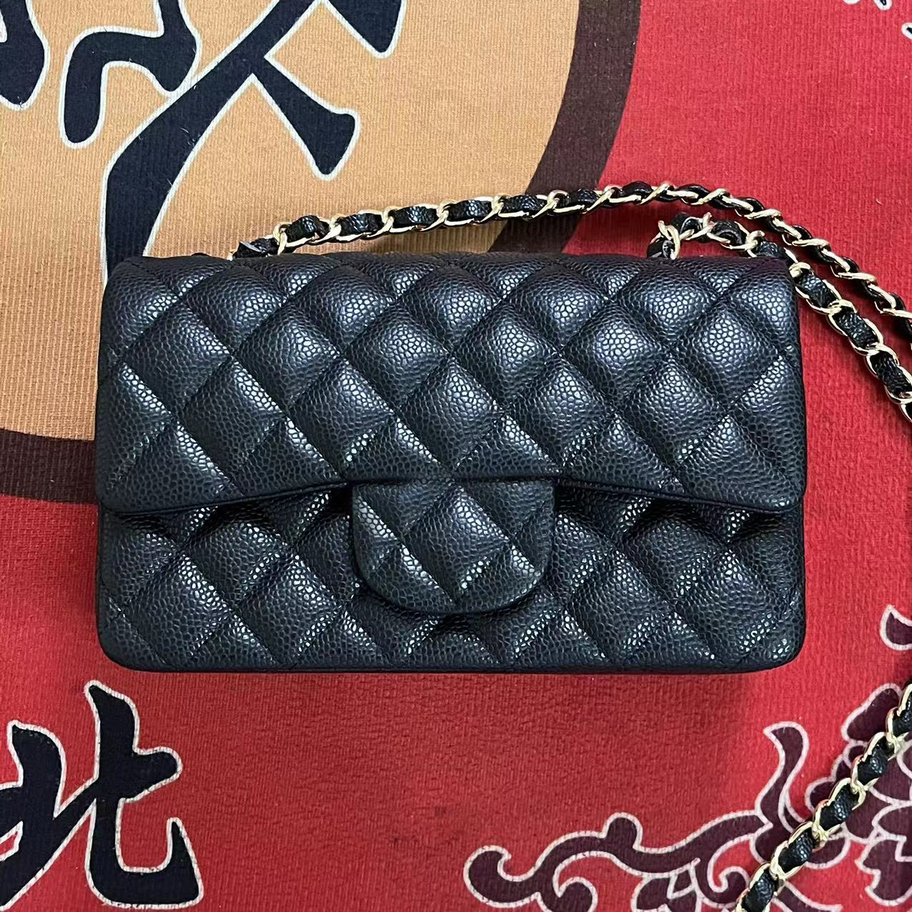 10A highest quality designer bag shoulder bag mini bag 20 cm makeup bag evening bag cross body bag caviar leather with box 042
