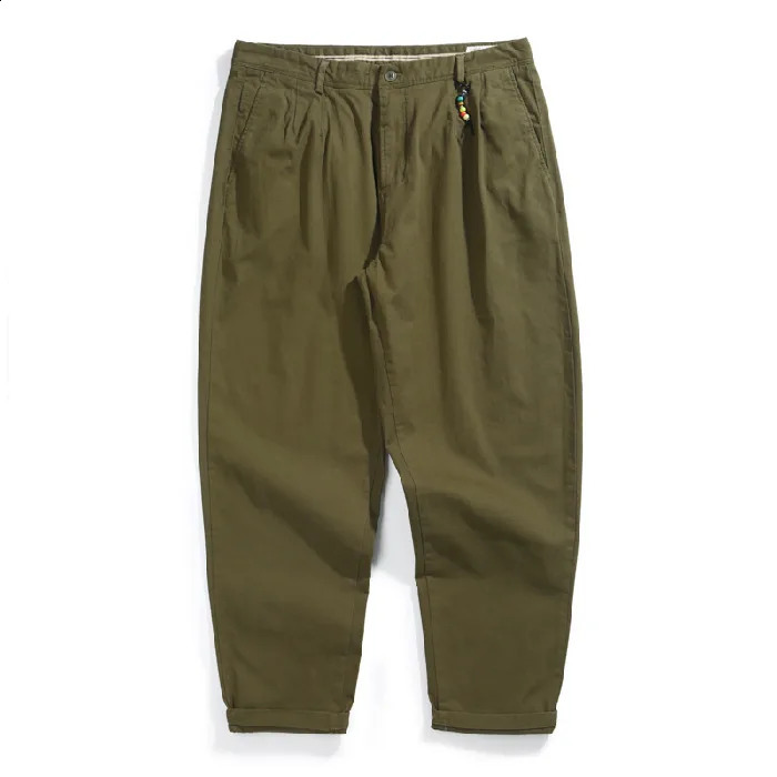 Spring and Autumn Mens Solid Color Casual American Work Pants Cotton Loose Straight Leg Wide 240823