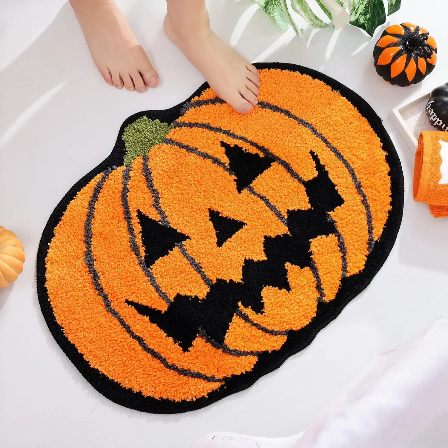 VIKAMA Halloween doormat s cashmere foreign trade alien horror skull decoration entrance doormat 240823