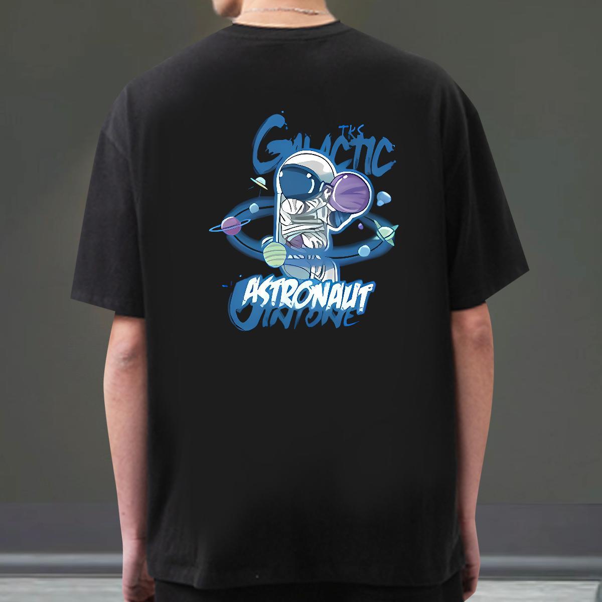 Classic T-Shirts 230g Cotton spaceman Daily Wear Floral Print Breathable Soft Tshirt for Man Woman Classic Casual Polos