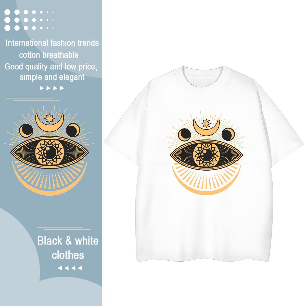 High Quality T Shirt For Man 230g Pure Cotton eyes Street Wear Asian Size Crew Neck Breathable Men Tees Free Shipping Tops Tees