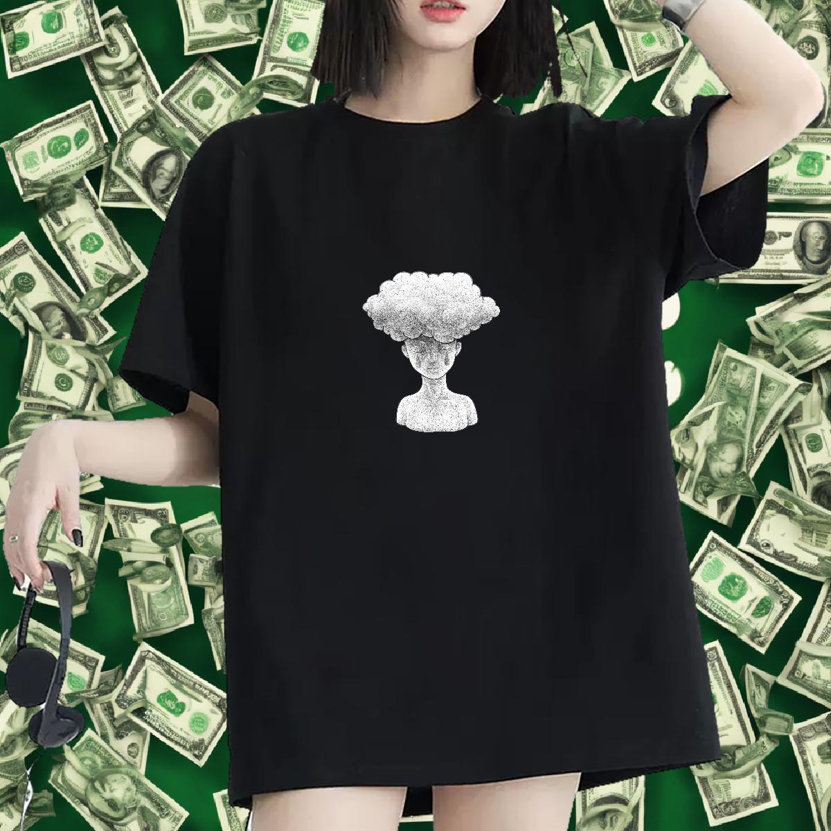 Loose Women Tees 100% Cotton 230g icon Daily Wear T Shirts Women Breathable Short Sleeve Custom Printed Tops Shirt