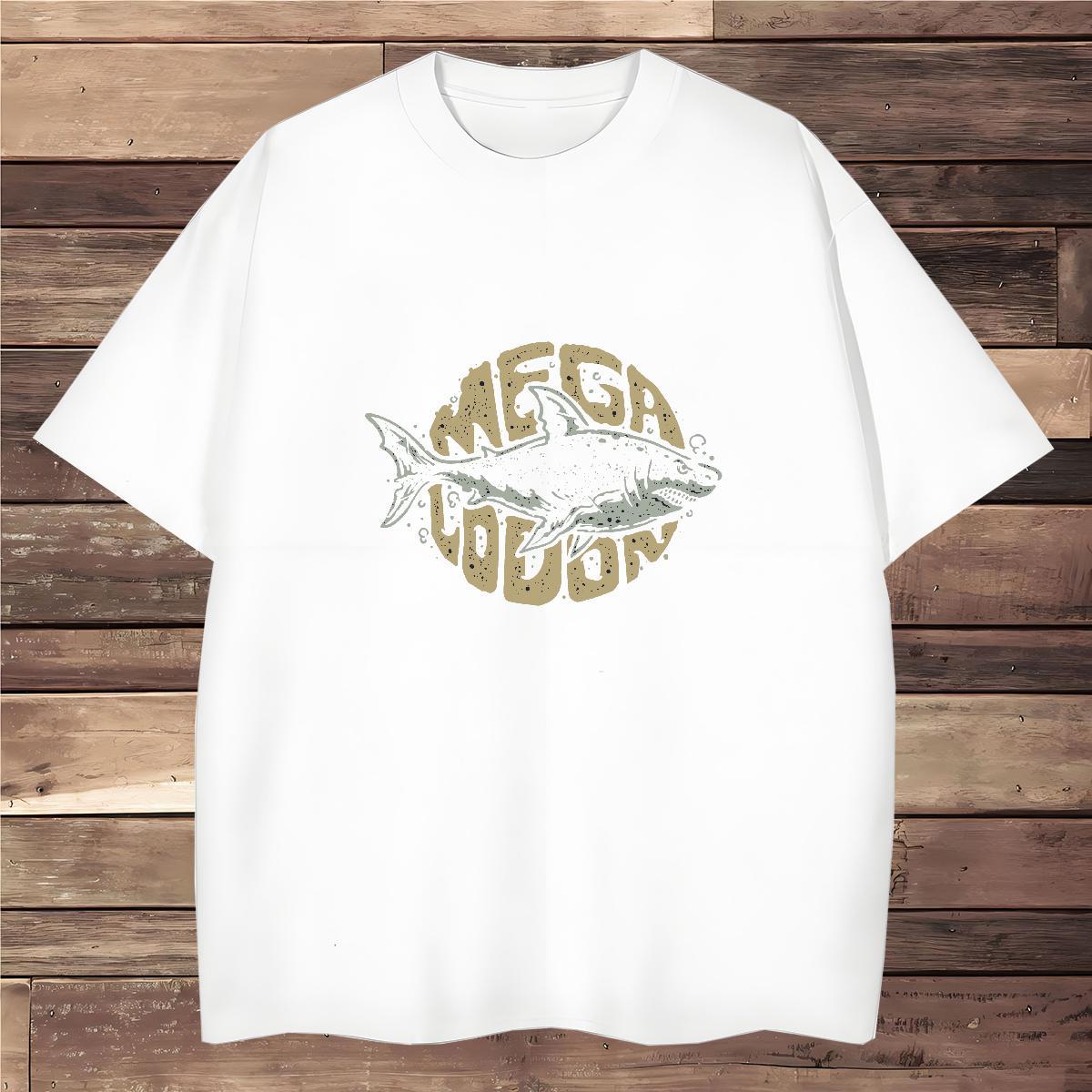 2024 New Men Tees fish Hip Hop Street 230g 100% Cotton Tops Tees O Neck Short Sleeves Cool T Shirt For Man Custom Anime