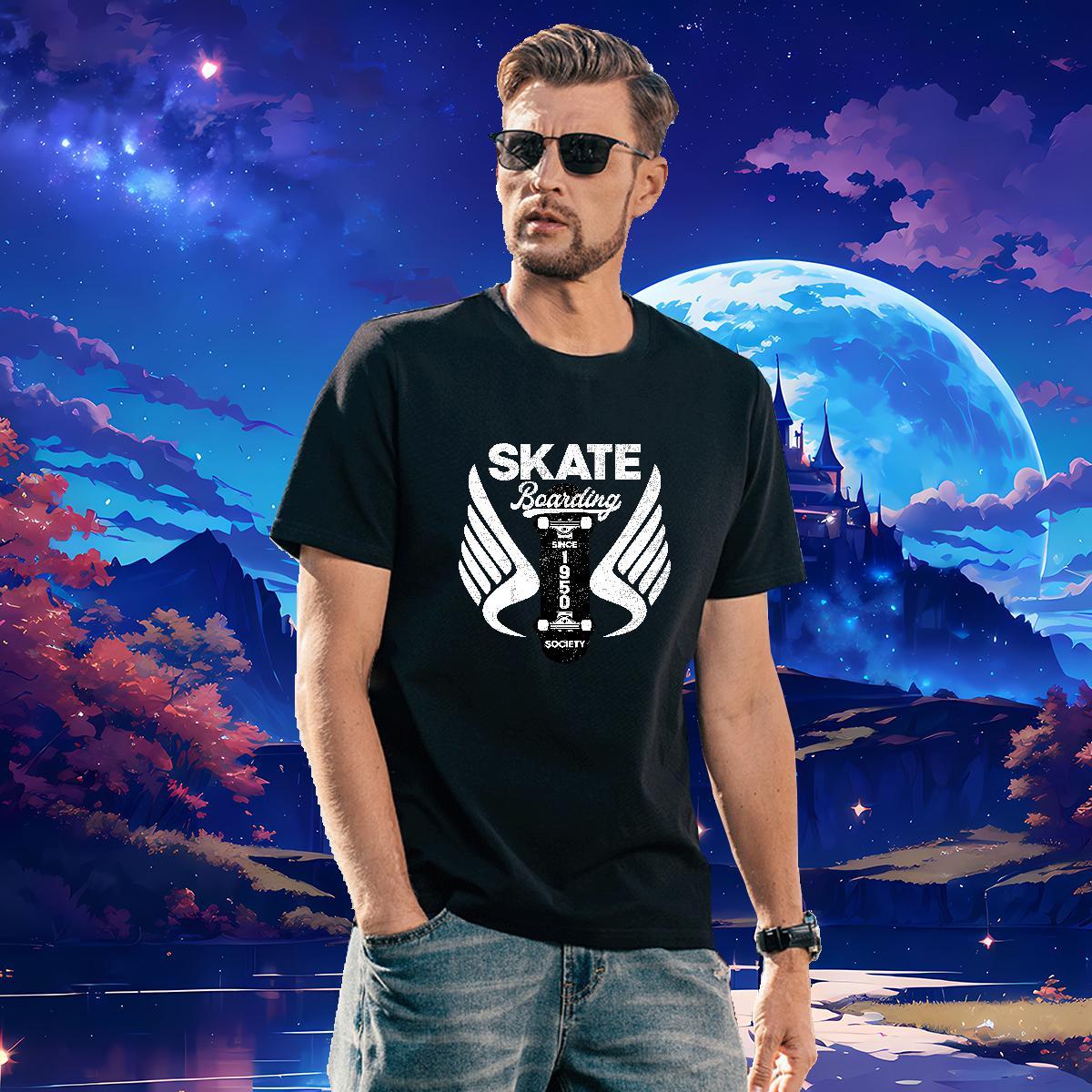 Free Shipping Men T Shirts 230g Cotton skateboarding Daily Outfit DIY Anime O-Neck Short Sleeve Mens Tshirts Wholesale Wear