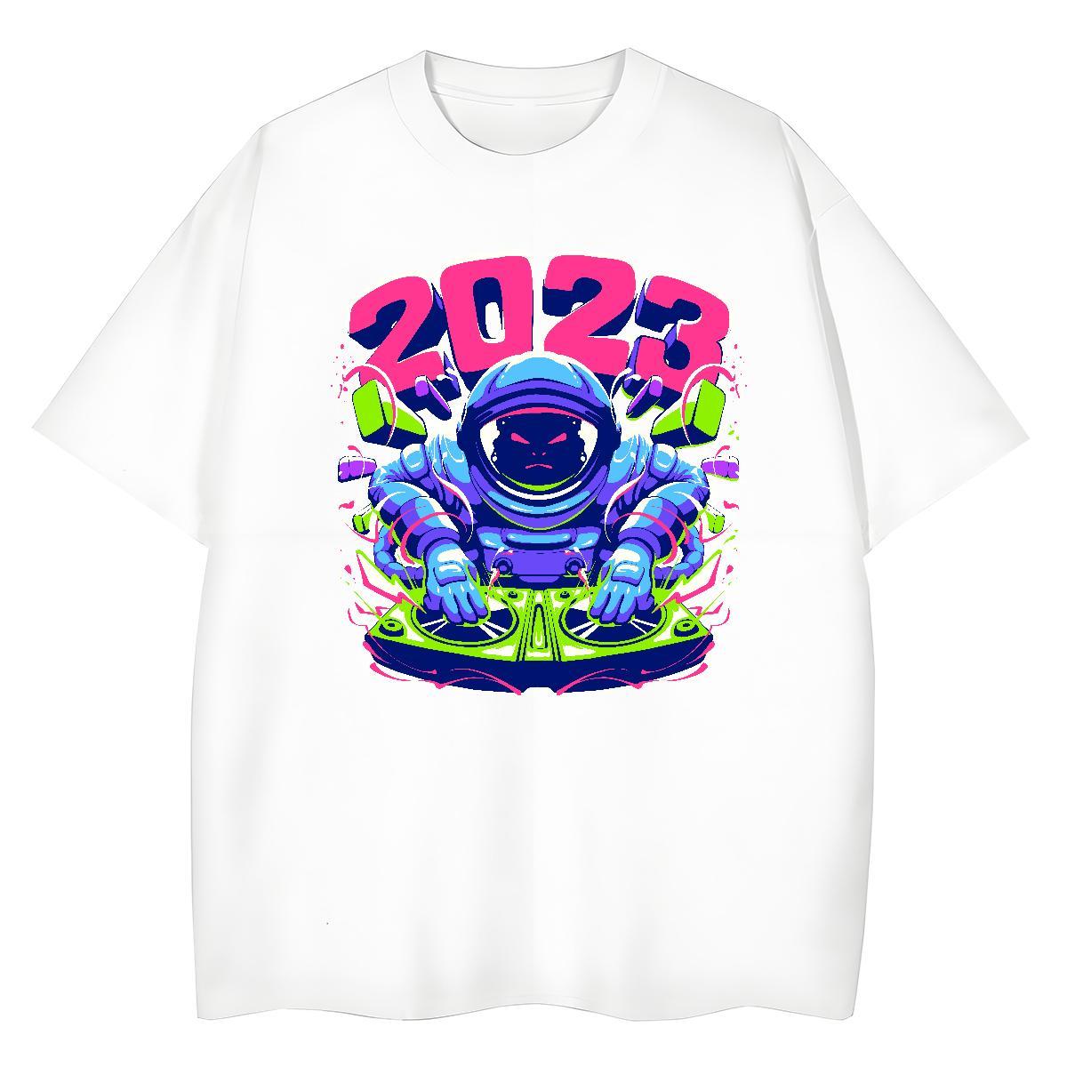 Unisex Women Tees 230g 100% Cotton universe Daily Outfit T shirt Breathable Short Sleeve DIY Anime Printed Tees Shirts