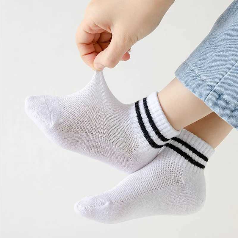 5 Pairs/Lot New Summer Children Socks Cotton Kids Girl Boy Fashion Black White Gray Pink For 1-12 Years Teen Student Baby Socks CL240824