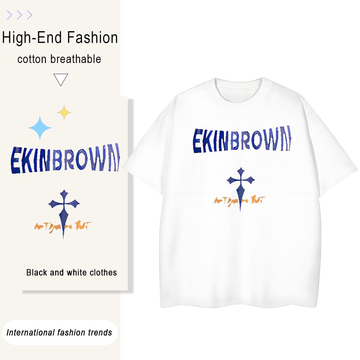 Loose Unisex Tshirts 230g Pure Cotton letter Daily Wear T-Shirts Breathable Short Sleeve DIY Logo Tee Shirt