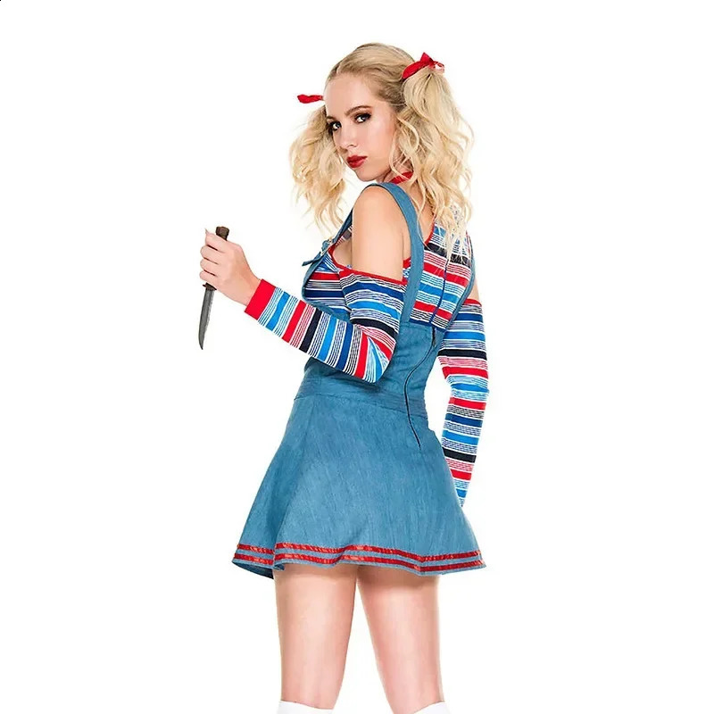 Childs Play Role Playing Costume Chucky Tshirt Bridal Dress Halloween Carnival Party Female Fancy 240823