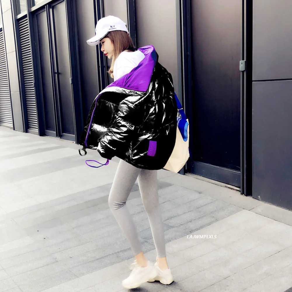 Women's Down Parkas Cotton Coat Down Womens 2023 Short Hooded Parka Warm Winter Snow Casual Thick Gloss Puff Jacket Bright T-shirt Y24082405H9