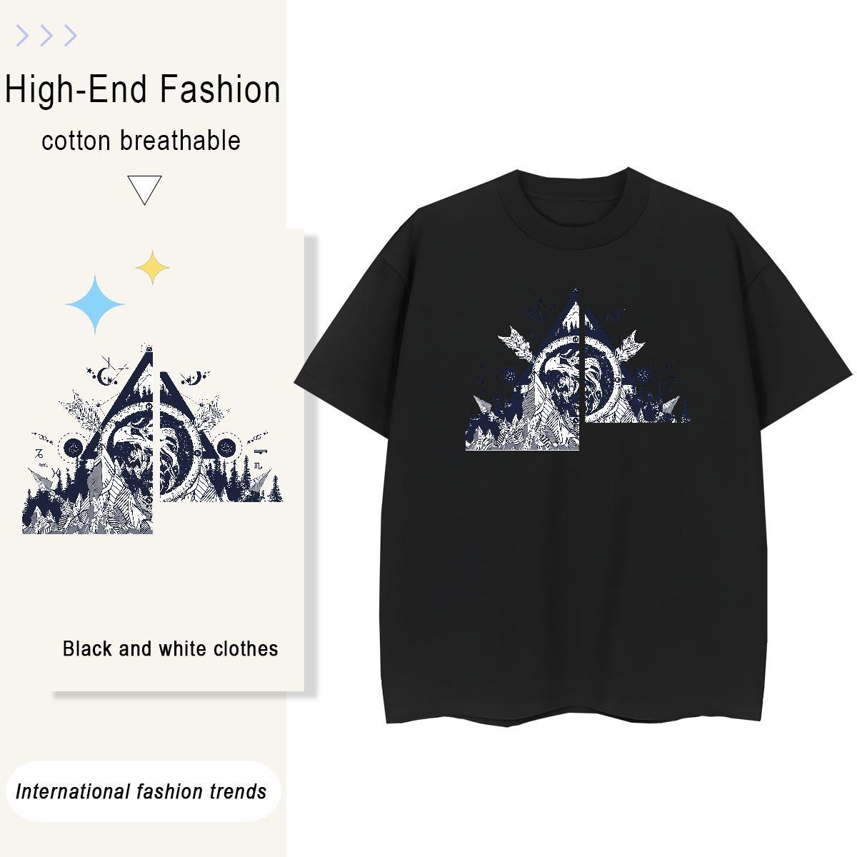 Wholesale T-Shirts 230g 100% Cotton eye of the devil Street Casual Anime Crew Neck Couples T Shirts Designer Tops Shirt