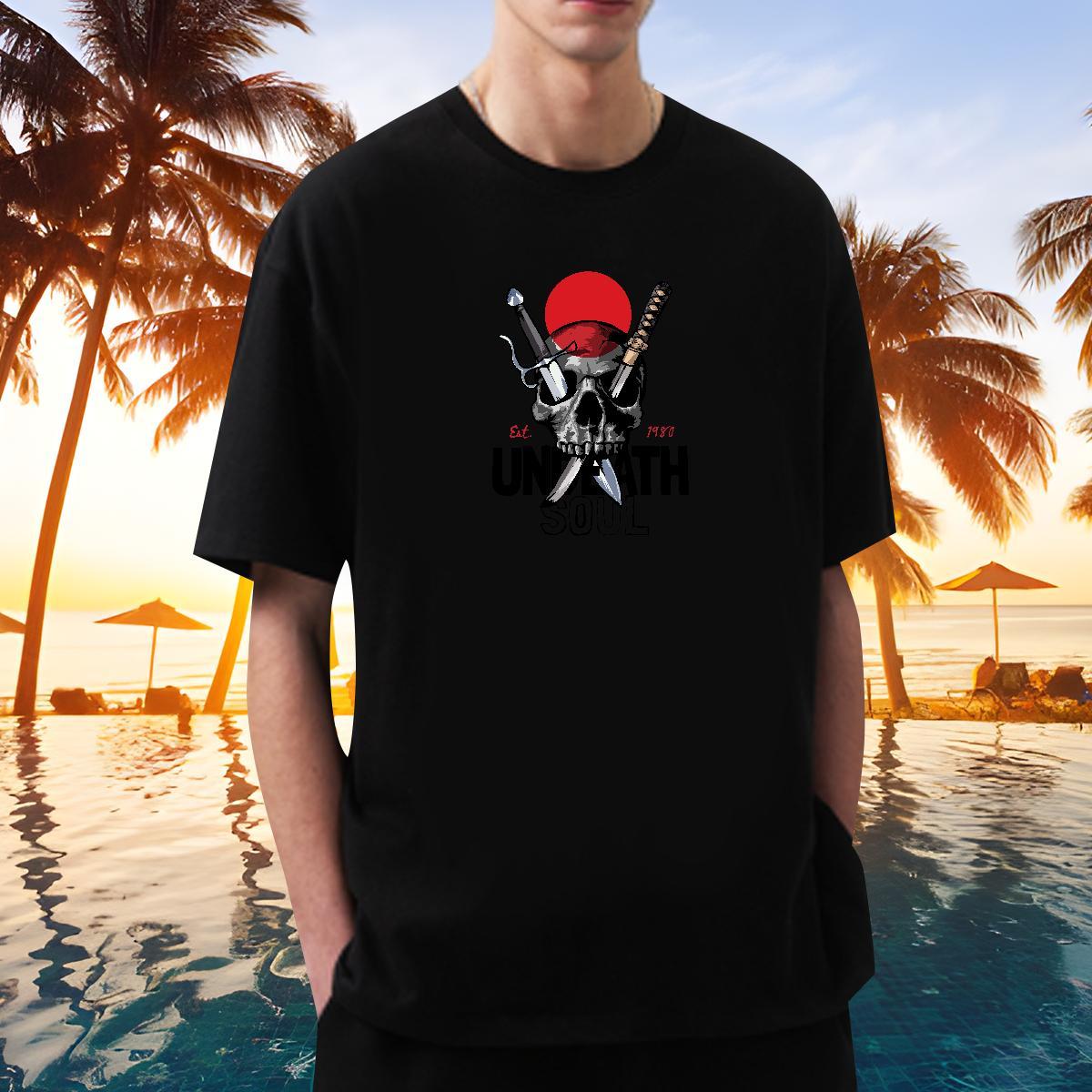 High Quality T Shirt For Man 100% Cotton 230g rapier Anime Printing Street Oversized 4XL O Neck Short Sleeves Men Clothes T-Shirt Stylist Wear