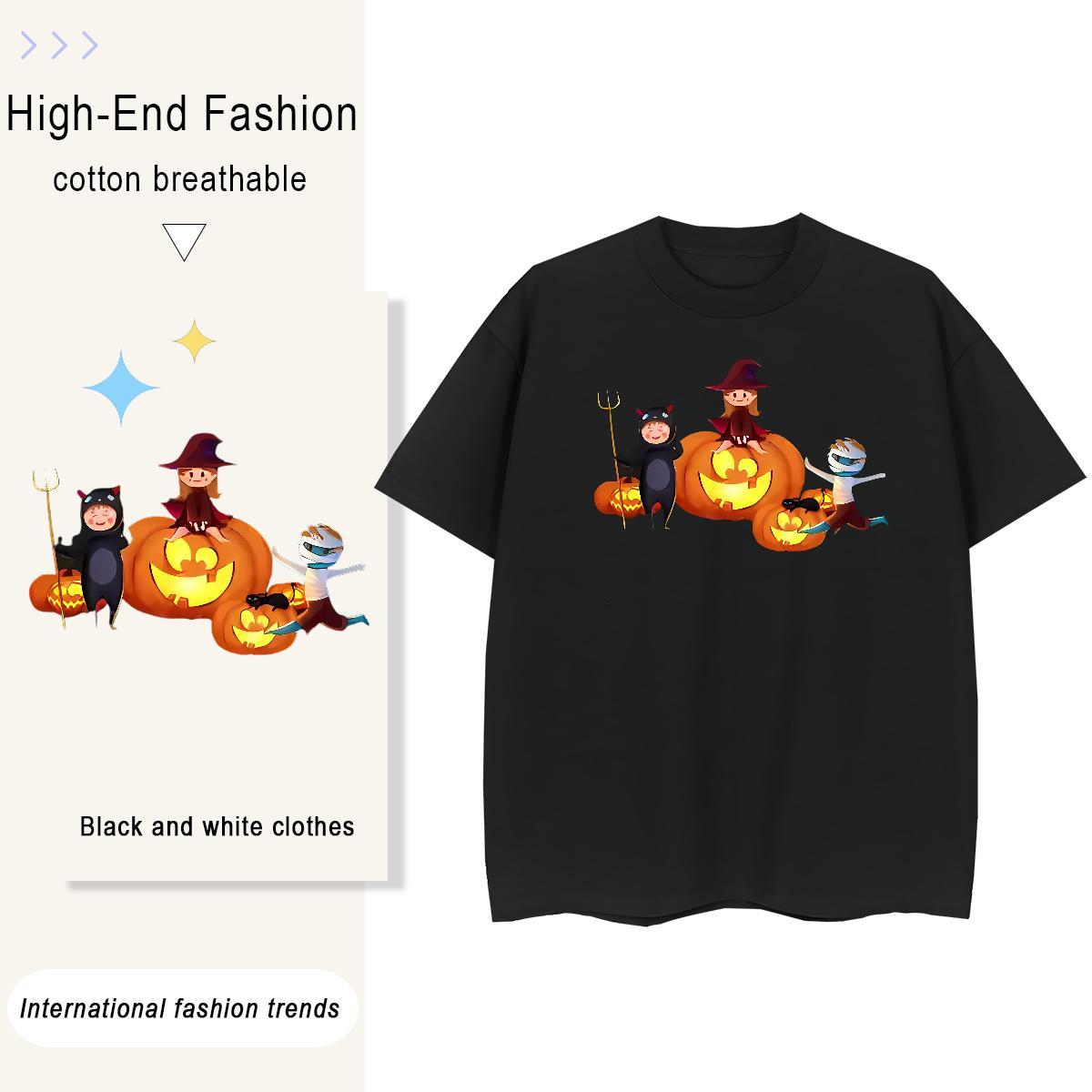 Designer Tshirts pumpkin Street Wear 230g Cotton Tops Tees O-Neck Short Sleeve Wholesale Men T Shirts Anime