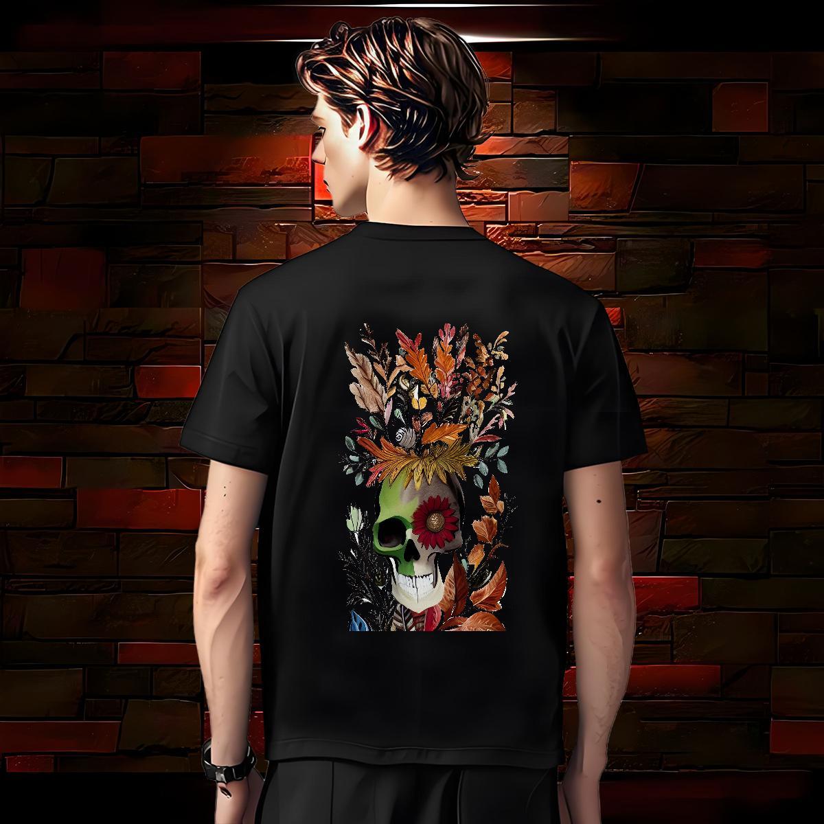 Wholesale T Shirts Men 100% Cotton 230g skull Anime Printing Street DIY Logo Oversized Breathable Tshirts 2024 Summer Tees