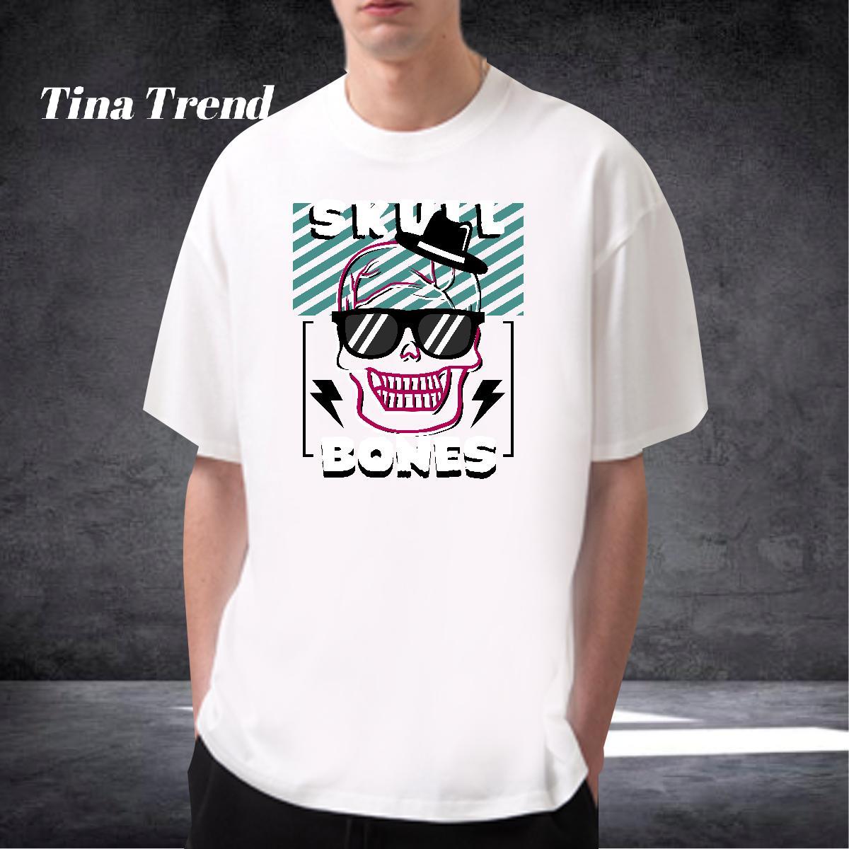 Designer T shirt 230g 100% Cotton skull High Street Hip Hop DIY Logo Oversized Breathable Mens Tshirts Fashion Tee Shirt