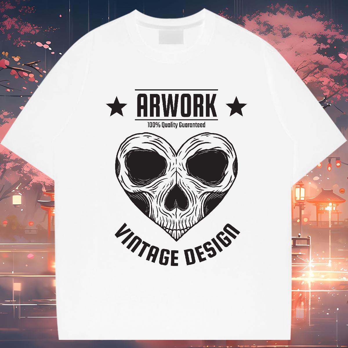 Soft T Shirts Men 230g Pure Cotton skull Street wear Hip Hop Anime Crew Neck Men Clothes T-Shirt New Tees Shirts