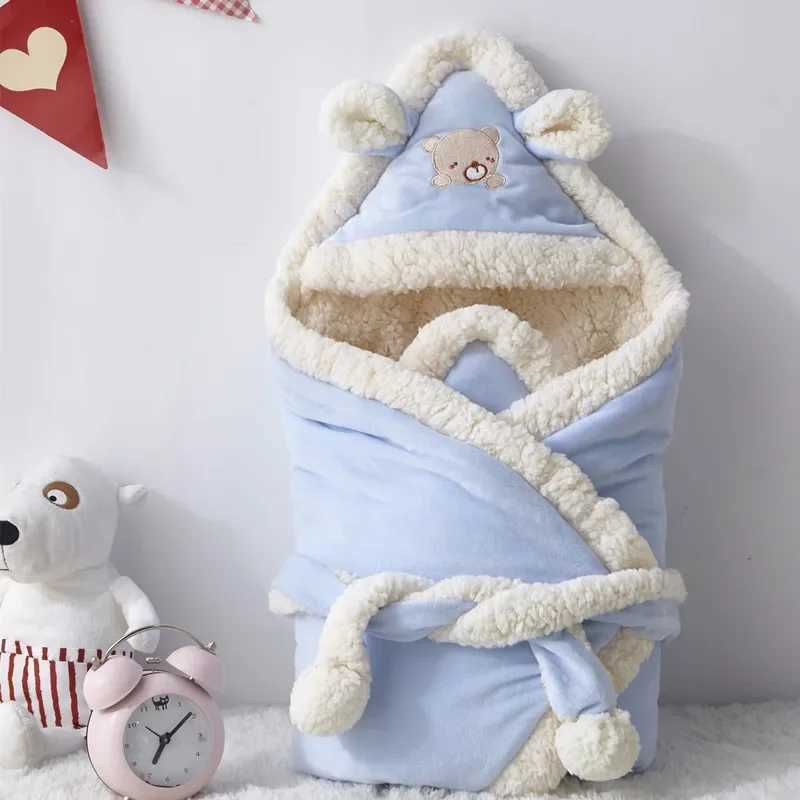 Newborn Baby Clothes Boys Girls Plush Swaddle Wrap Fleece Blanket Cotton Soft Sleeping Bag Baby Birth Gift Bedding Baby Stuff M240824
