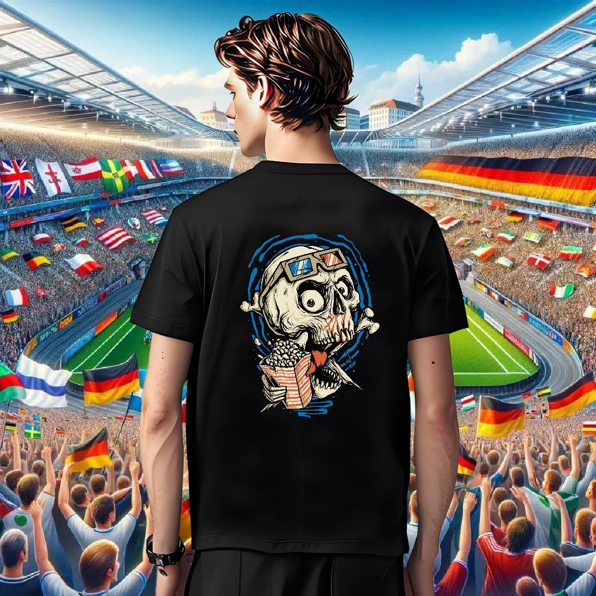 Brand T-Shirts for Men 100% Cotton 230g skull High Street Hip Hop Custom Cartoon Breathable Crew Neck Couples T Shirts Fashion Design Clothes