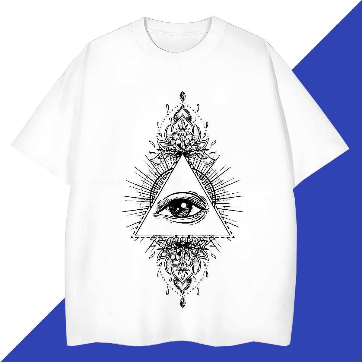 Brand T Shirts Men 230g Cotton eye of the devil Street Wear Anime Breathable Crew Neck Men Tees Fashion Casual Tshirts