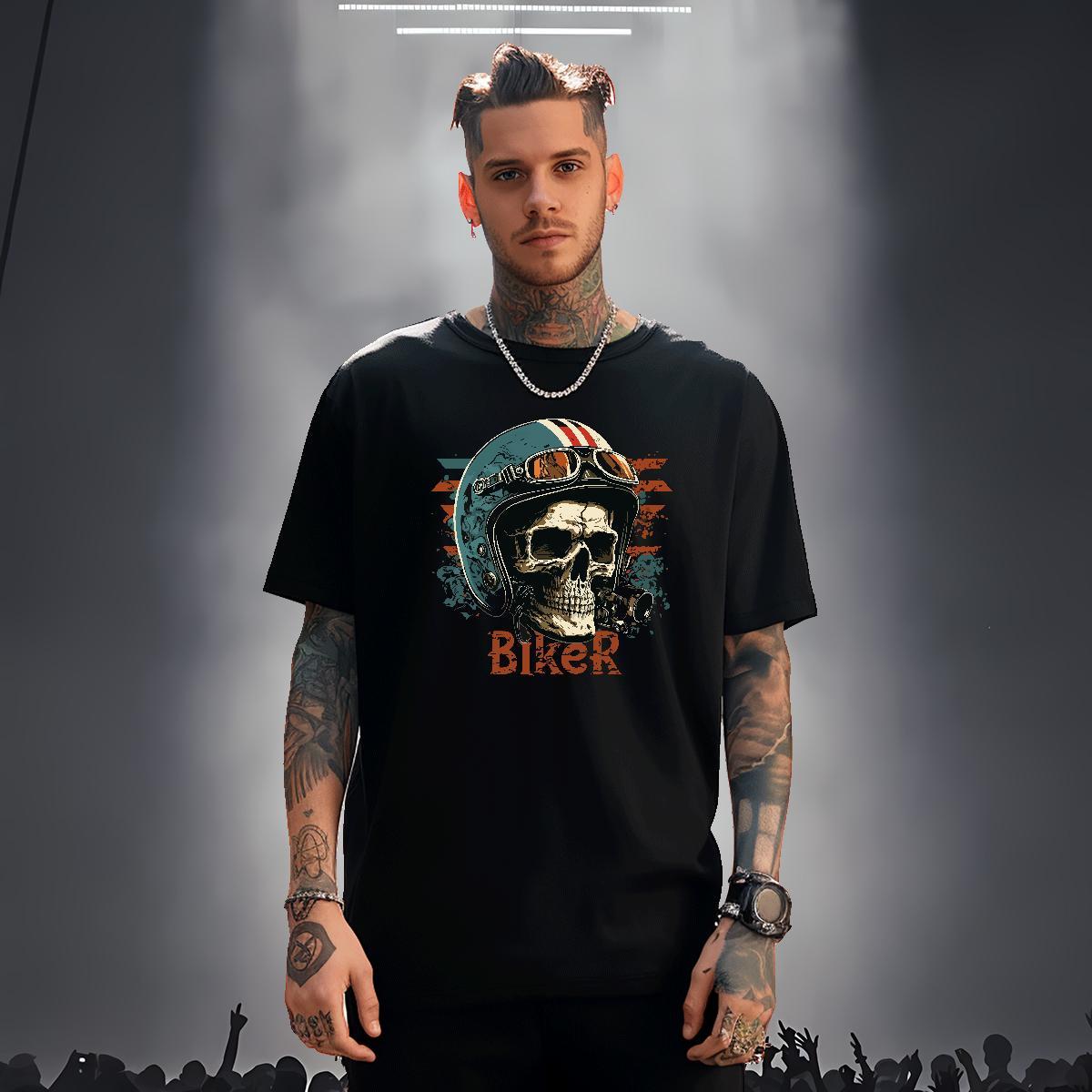 Loose T Shirt For Man 100% Cotton 230g skull Street Graphic Short Sleeve Soft Couples T Shirts New Tee Shirt