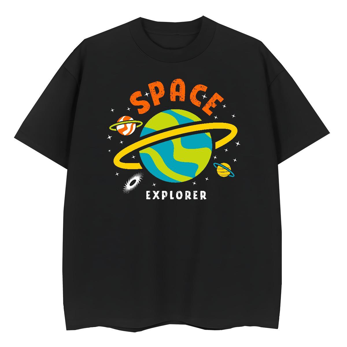 Loose fit Couples T Shirts 230g 100% Cotton outer space Casual Daily Wear Women T Shirts Breathable Short Sleeve Custom Printed Clothes Shirt