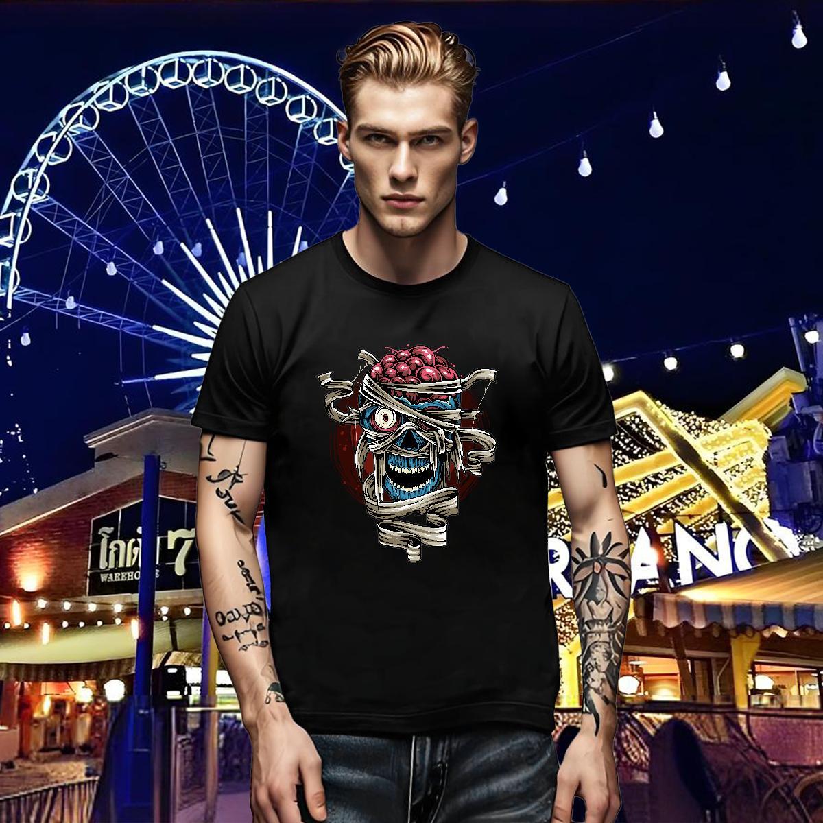2024 DIY Men Tees skull Hip Hop 100% Cotton 230g Tops Tees Short Sleeve Soft Brand T shirt DIY Logo Oversized