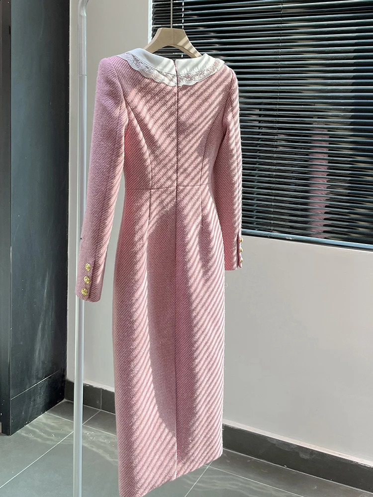 IEQJ Color Block Tweed Womens Dresses Square Collar High Waist Long Sleeve Elegant Dress Female Autumn 36A3181 240824