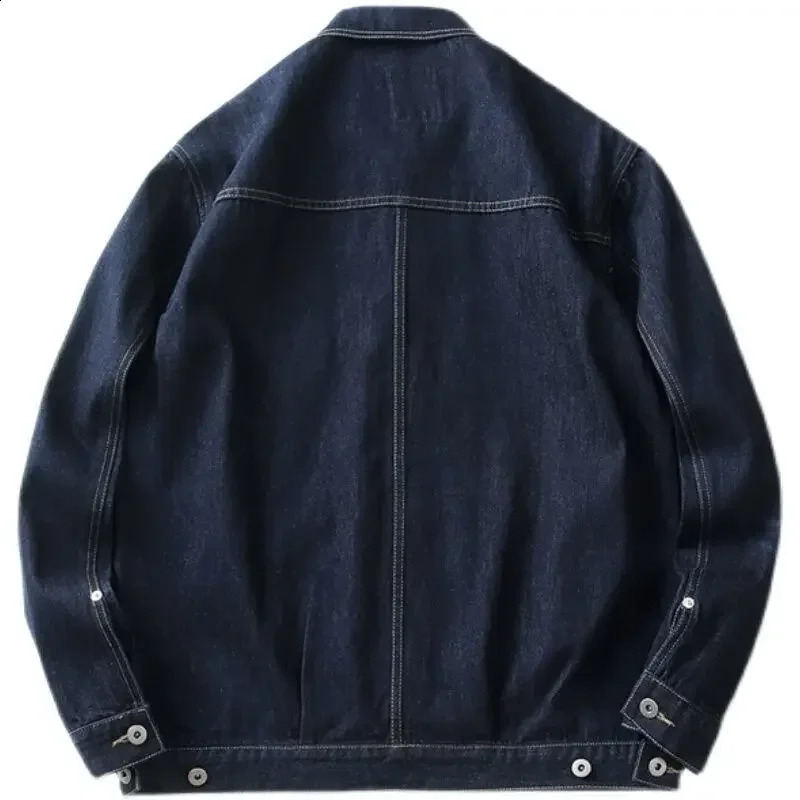 Grey autumn mens denim jacket button blue cargo Jean Coats retro winter oversized loose single piece fabric 240824