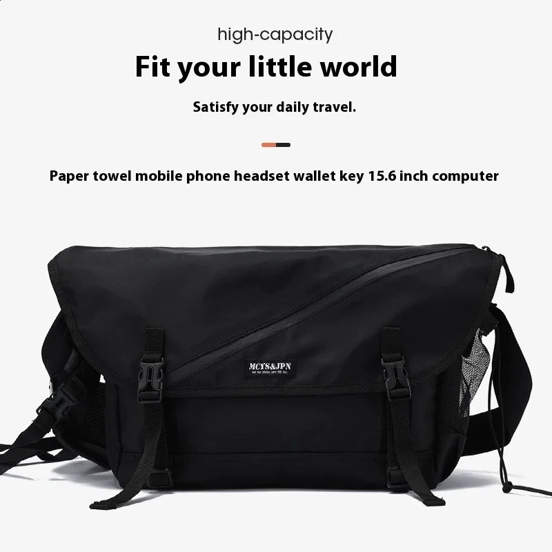 Causal Nylon Shoulder Man Bag Japanese School Laptop Sling Mens Bag Streetwear Travel Cross Bag Messenger Bags for Men 240824
