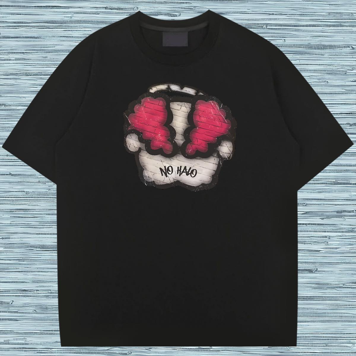 Free Shipping T-Shirts 100% Cotton 230g skull Street wear Hip Hop Cartoon Printing L-4XL O-Neck Short Sleeve Men Tops Tees Brand Wear