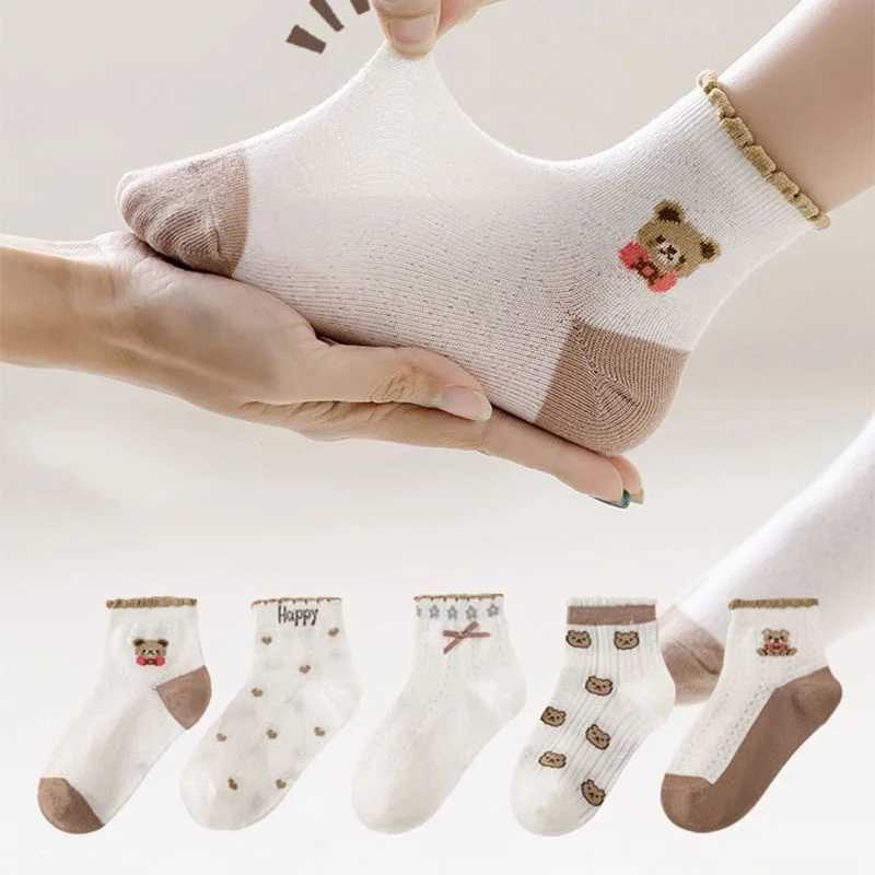 Childrens socks summer thin cartoon cute breathable jacquard girls tube socks cute comfortable mesh socks summer CL240824