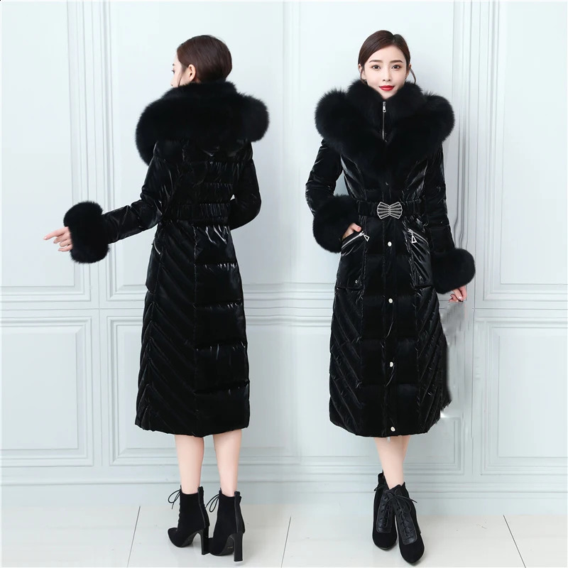 y fox fur collar womens winter down jacket ultrathin thick warm inflatable waterproof 30 ° long duck 240823