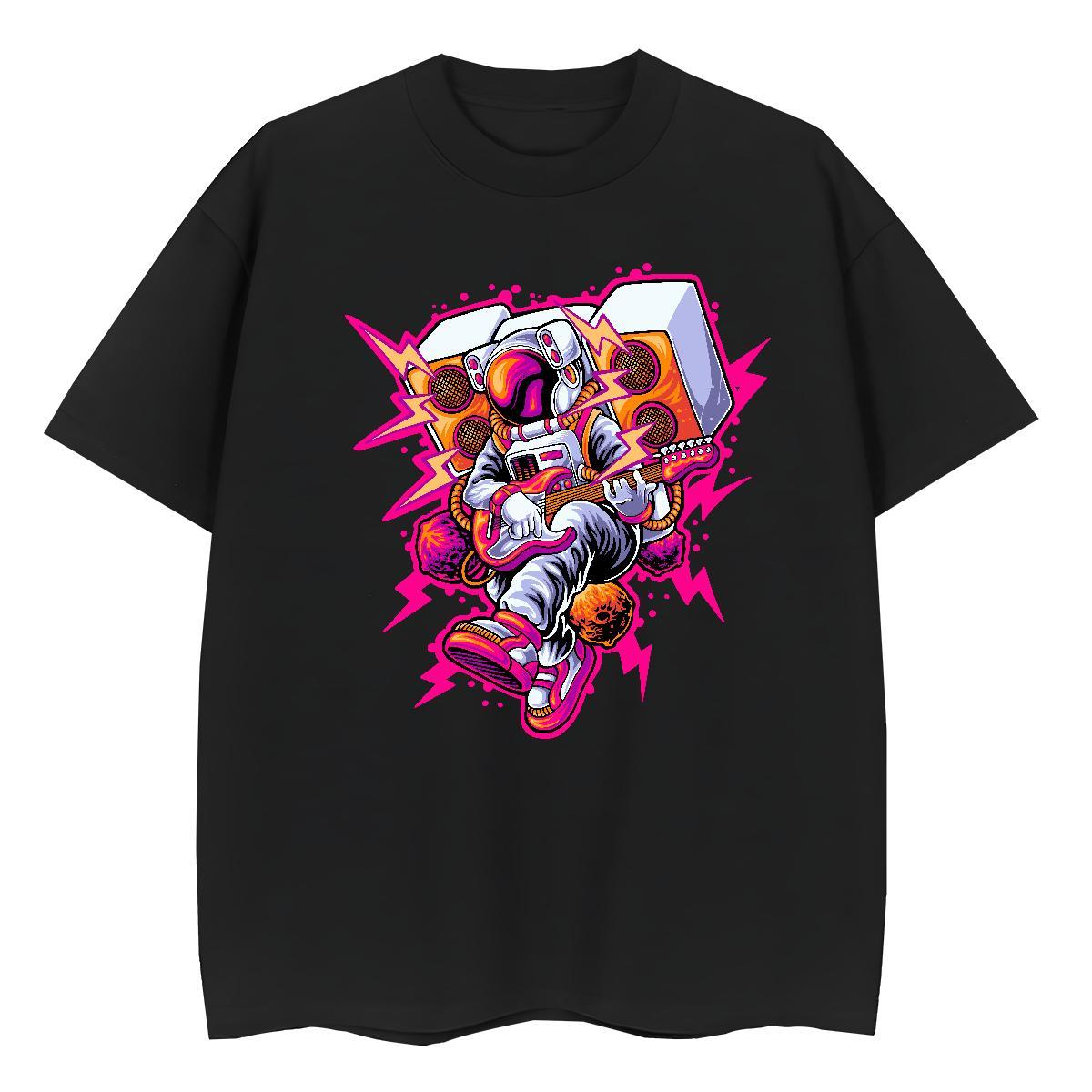 High quality Woman Tshirt 230g Pure Cotton cosmonaut Casual Women T Shirts Breathable Short Sleeve Cartoon Print Tee Shirt