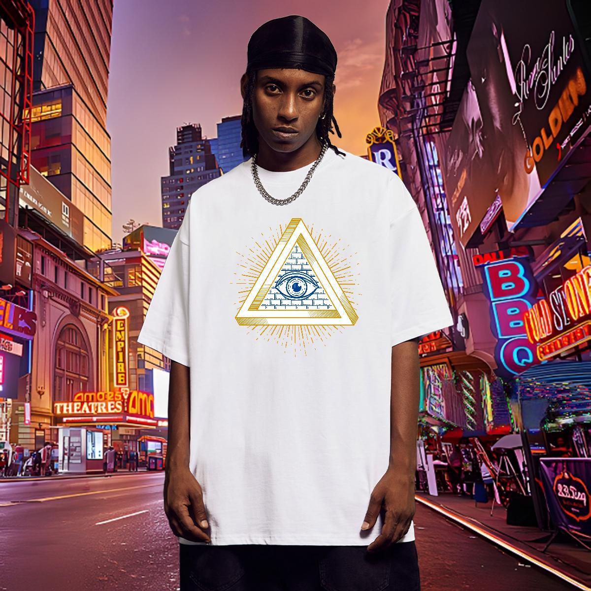 High Quality T Shirt For Man 100% Cotton 230g eye of the devil Anime Printing Street Oversized 3XL 4XL Breathable Short Sleeve Men Clothes T-Shirt New